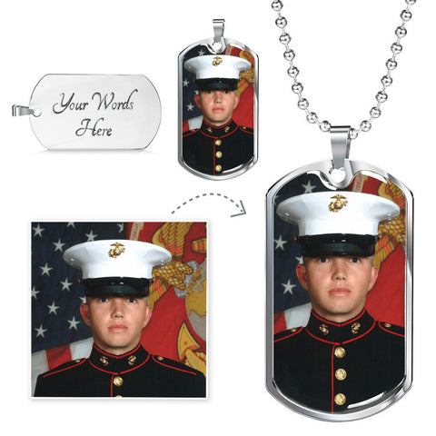 Dog Tag Necklace Includes Photo of your choice on one side and Custom Engraving