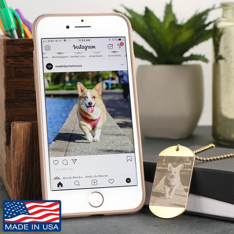 Custom Etched Photo Dog Tag Necklace