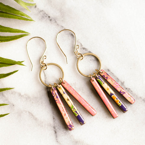 Petite Fringe Earrings- Pink/Purple