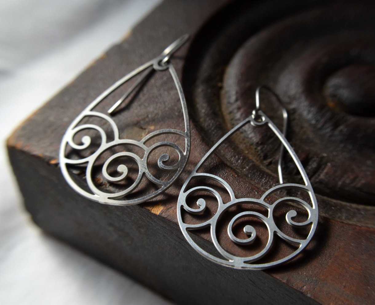 Swirl Earrings in stainless steel