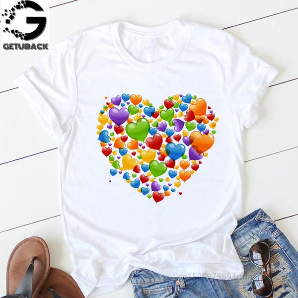 pink heart flower Print Women tshirt Cotton Casual Funny t shirt Gift 90s Lady Yong Girl Drop Ship S-894 Valentine's Day Gift